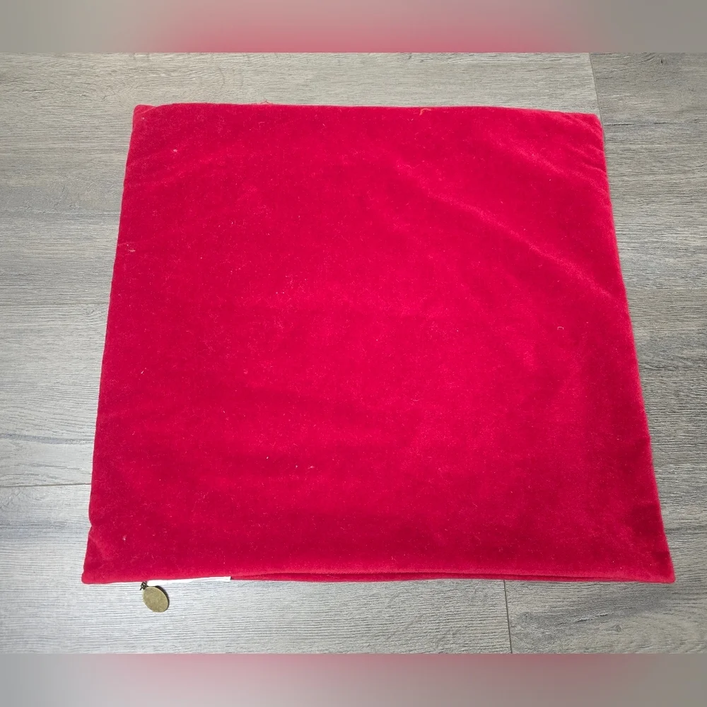 Pier 1 Reindeer Accent Pillow Cover Red Velveteen Beaded Sparkle